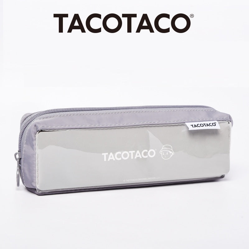 TACOTACO Stain-Resistant Triangular Pencil Case with PVC Window – 215 × 75mm | 80g | Black / Grey / Navy / Brown Grey
