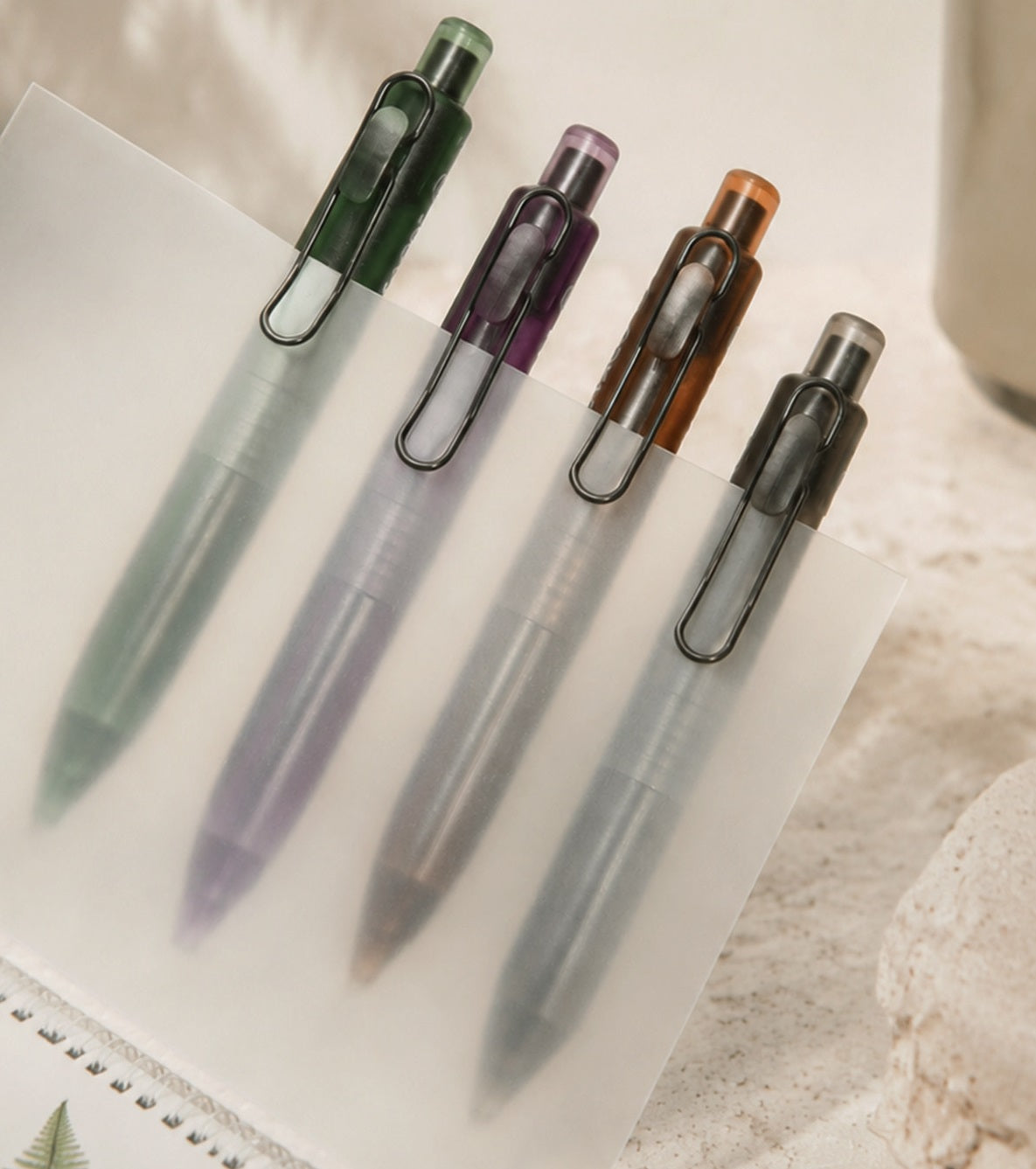 TACOTACO Forest Series Retractable Gel Pen | 0.5mm Black Ink | 4-Pack + 10 Refills