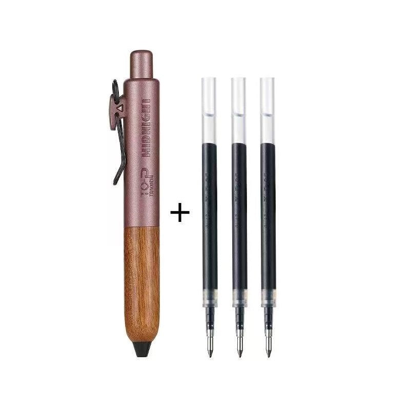 TANOOCI Midnight Sandalwood Grip Click Gel Pen with 3 Refills Earth