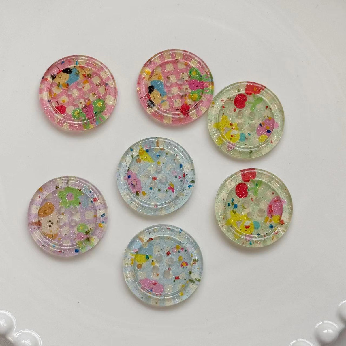 25MM Sparkling Pink Round 4-Hole Resin Buttons 40 Pack