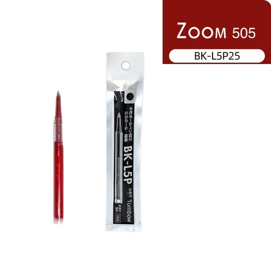TOMBOW ZOOM 505 Pen Refill, 0.5 mm | BK-L5P | Black or Red Ink Red