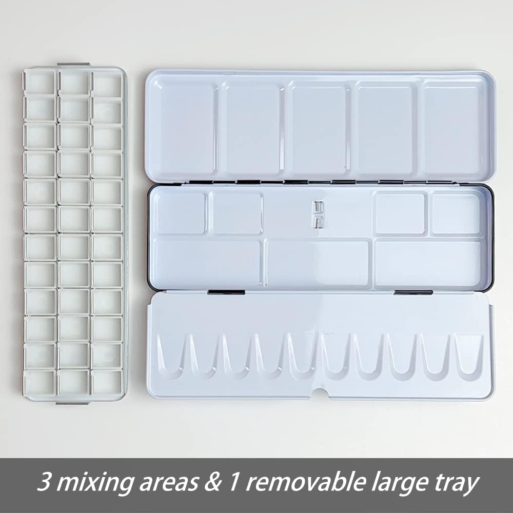 Watercolor Palette Box Metal Tin with 36 Half Pans