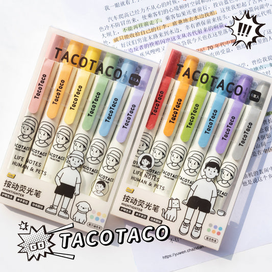 TacoTaco Retractable Highlighters 12 Pack Vantage Colors