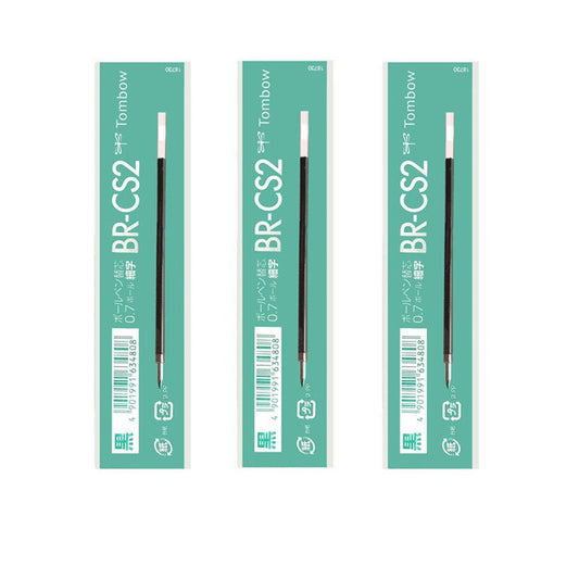 Tombow BR-CS2 Ballpoint Pen Refill - 0.7mm Black/Red/Blue/Green,3 Pack 3 Black