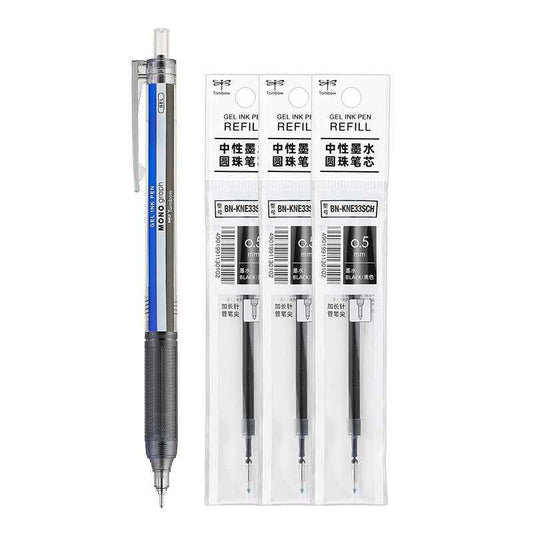 Tombow MONO Graph Lite Gel Ink Pen 0.5mm Black Ink with 3 Refills Stripe