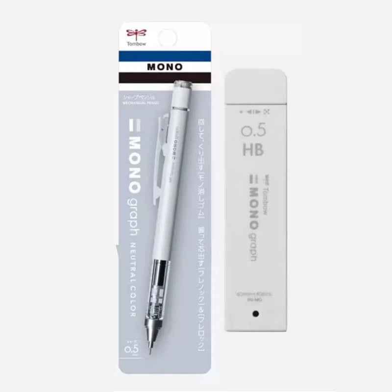 Tombow Mono Graph Mechanical Pencil Neutral Colors with Lead refills Matte Grey