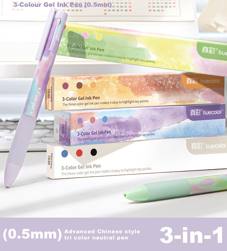 Truecolor 3-Color Gel Pen Set — 0.5mm | 4-Pack