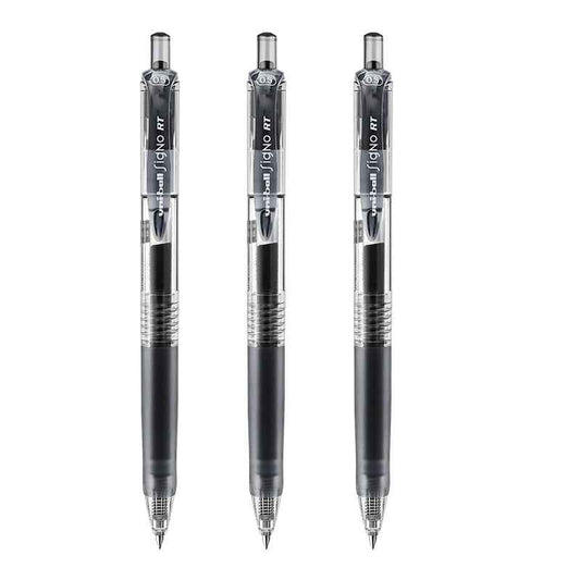 uni-ball Signo RT micro Retractable Rollerball Pens 0.5mm 3 Pack 3 Black
