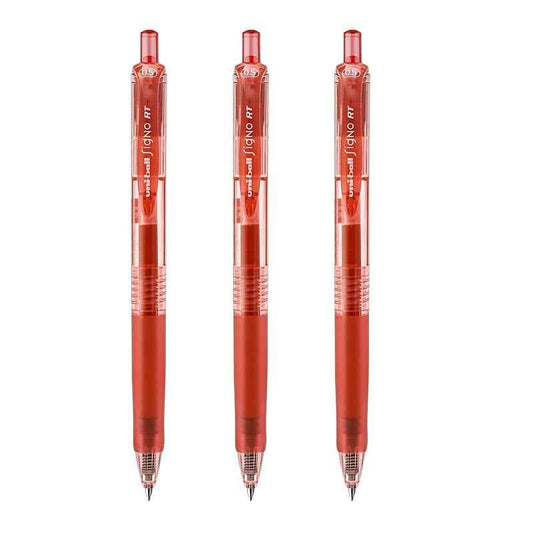 uni-ball Signo RT micro Retractable Rollerball Pens 0.5mm 3 Pack 3 Red