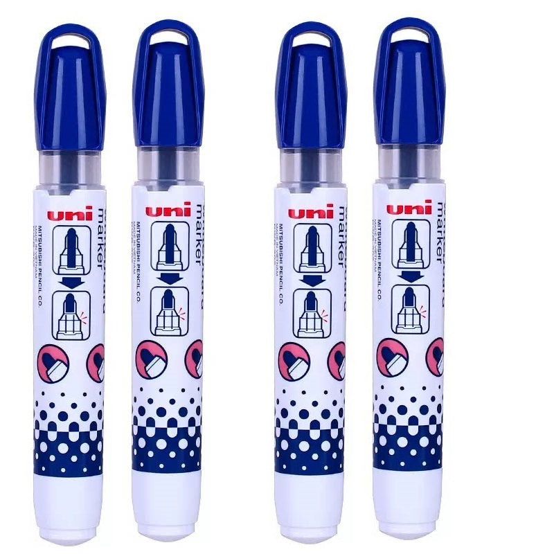 Uni Inkview Whiteboard Marker Pen PWB-202 4 Pack 4 Blue