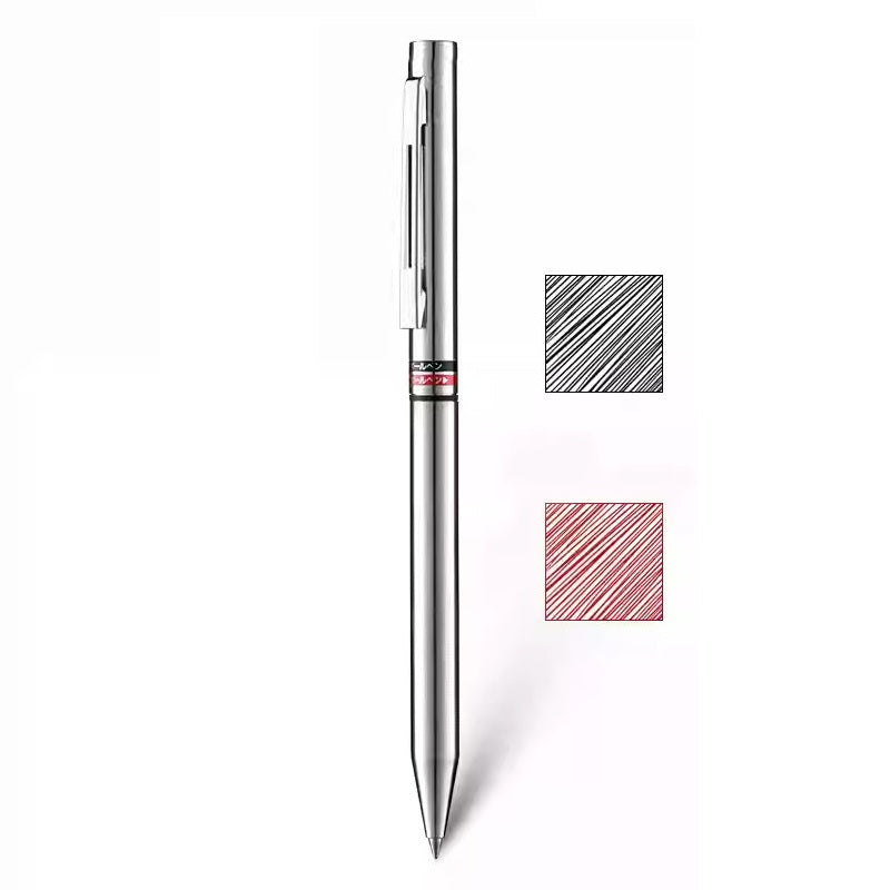 Uni SE-1000 2-Color Ballpoint Pen | 0.7mm Black & Red | Minimalist Metal Barrel