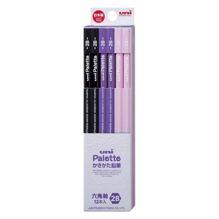 Uni Palette Hexagonal 2B Pencils for Students - Purple 12 Pack