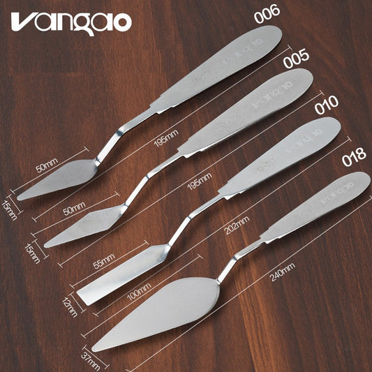VANGAO Flexible All-Steel Palette Knives, 4-Piece Mixed-Size Set Set A
