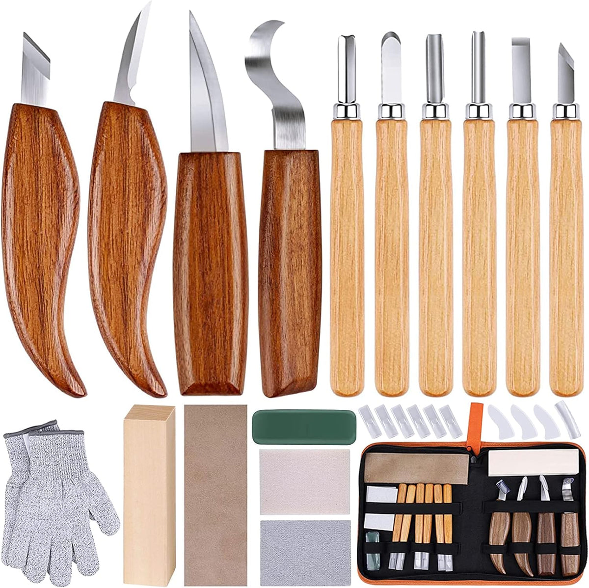26in1 Wood Carving Kit with Knife Chisel Gloves