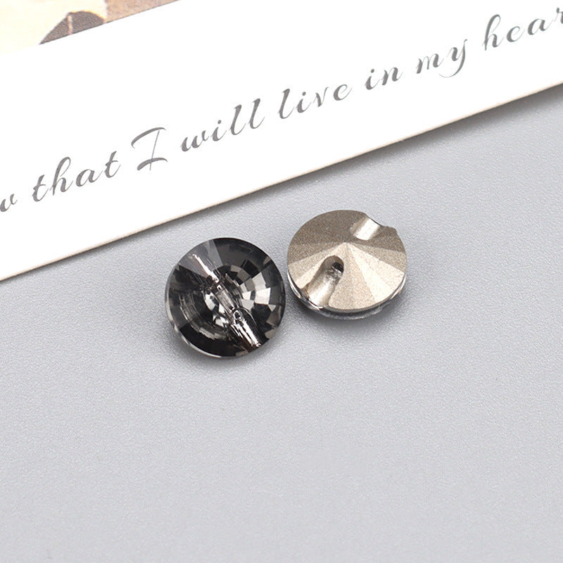 Elegant Glass Crystal Buttons for Chiffon Shirts,6pcs Crystal Black