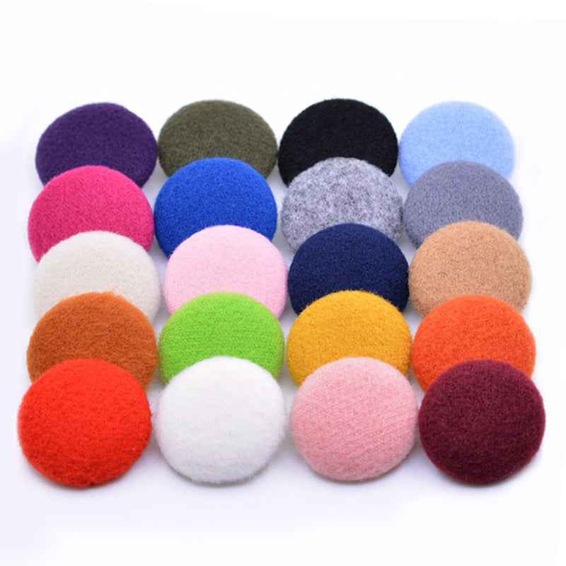 15-38mm 20 Color Round Fluffy Fabric-Covered Buttons for Women's Coats 200 Pack