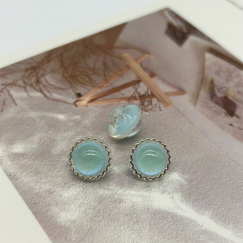 11.5mm Acrylic Sunflower Colorful Glittery Buttons for Shirts Sweaters 60pcs Light Blue