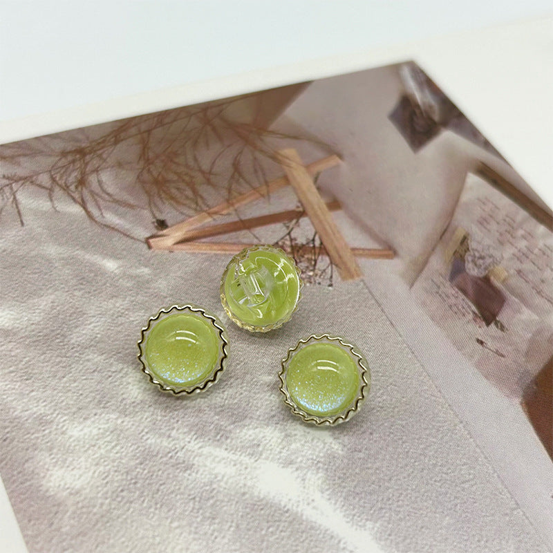 11.5mm Acrylic Sunflower Colorful Glittery Buttons for Shirts Sweaters 60pcs Green