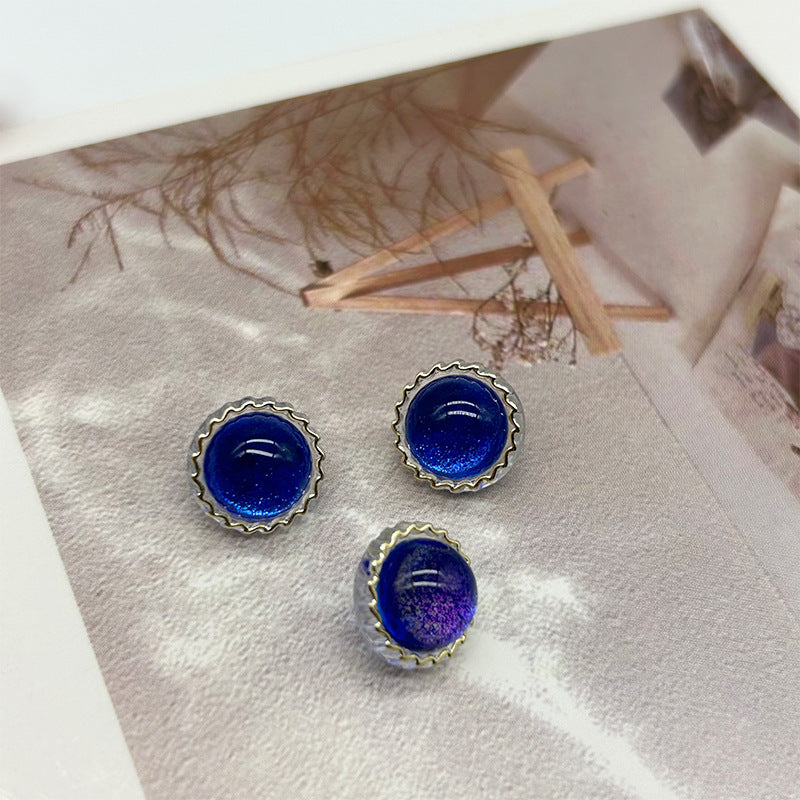 11.5mm Acrylic Sunflower Colorful Glittery Buttons for Shirts Sweaters 60pcs Blue