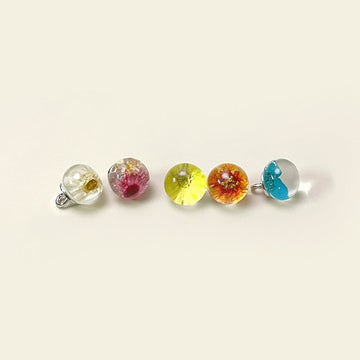 10mm Chinese Palace Style Dried Flower Glass Bead Shank Buttons 50 Pack(10 Mixed Colors)