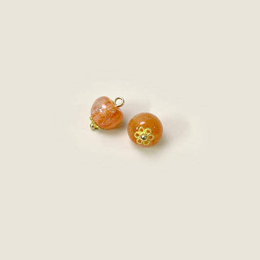 10mm Chinese Style Colorful Glazed Buttons with Metal Shanks 50pcs Orange