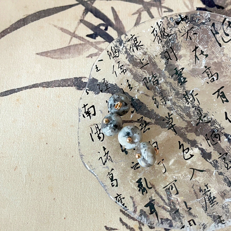10mm Chinese Vintage Grayish-White Stone Beaded Buttons for Cheongsam 20pcs Gray White