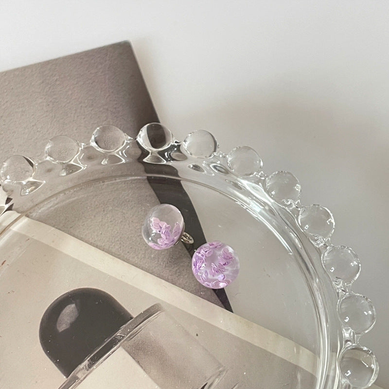 10mm Transparent Sequin Round Bead Buttons for Cheongsam Cuff Collar 50pcs Purple