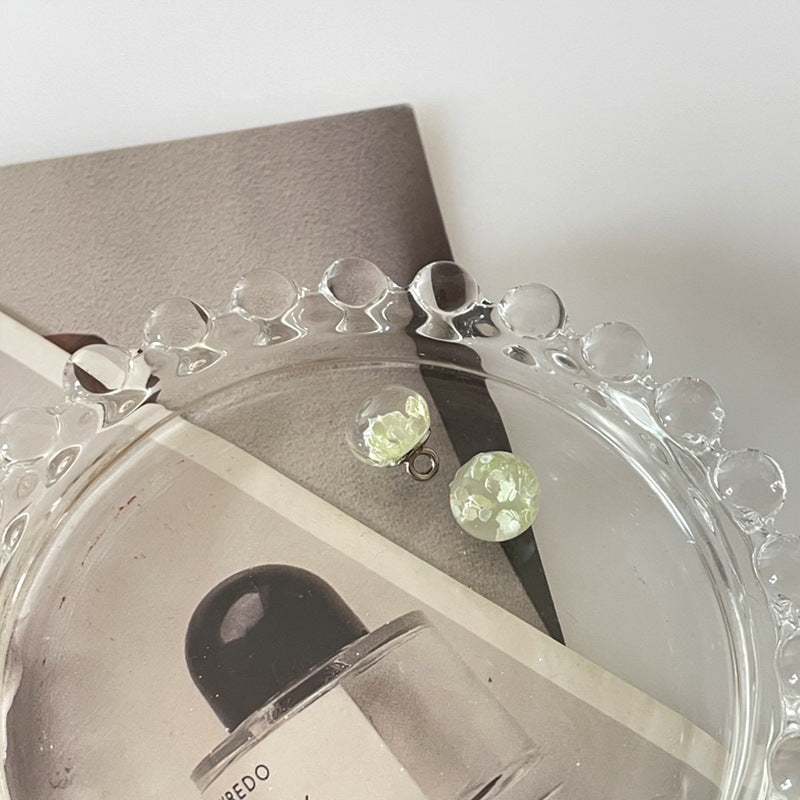 10mm Transparent Sequin Round Bead Buttons for Cheongsam Cuff Collar 50pcs Green