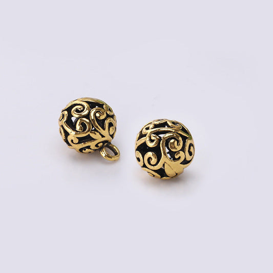 10mm Retro Gold Silver Chinese Style Round Hollow Cloud Metal Buttons for Cheongsam 100pcs Gold