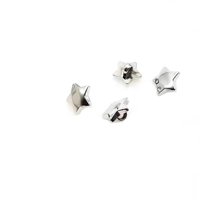 12.5/15mm Electroplated Gold Silver Five Pointed Star Plastic Shank Shirt Buttons 100pcs Silver