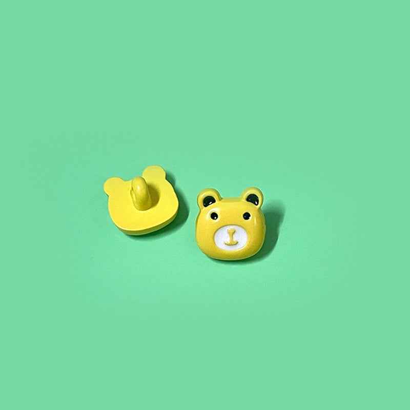 15mm Cartoon Colorful Bear Head Plastic Shank Buttons for Children's Sweaters 50 Pack