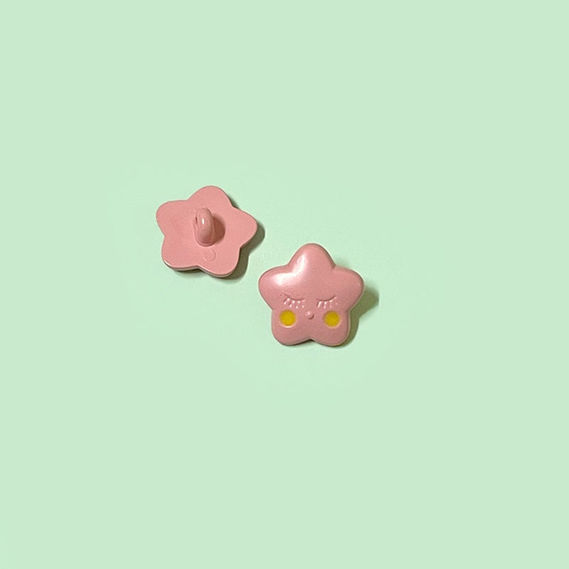 15/18mm Cartoon Colorful Star-Shaped Plastic Shank Buttons for Baby Clothing 60 Pack