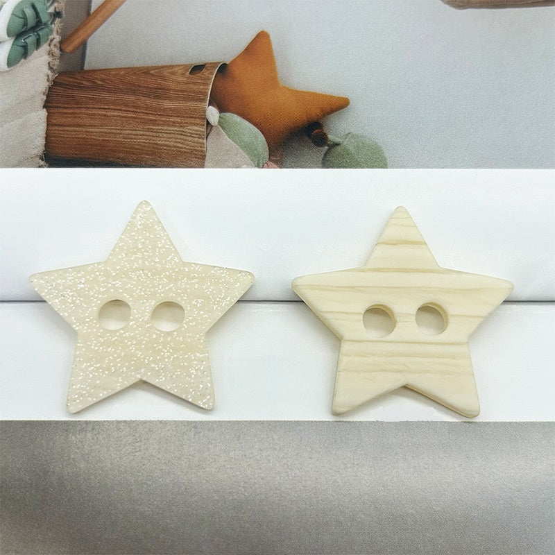 35mm Two-Hole Colorful Star-Shaped Buttons for Coats Padded Jackets 100pcs Beige