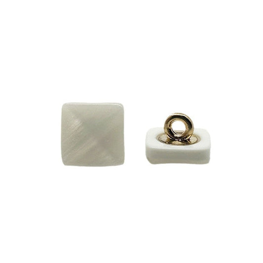 11mm White Square Pyramid Resin Alloy Shank Buttons for Shirts Chiffon Skirts 40pcs
