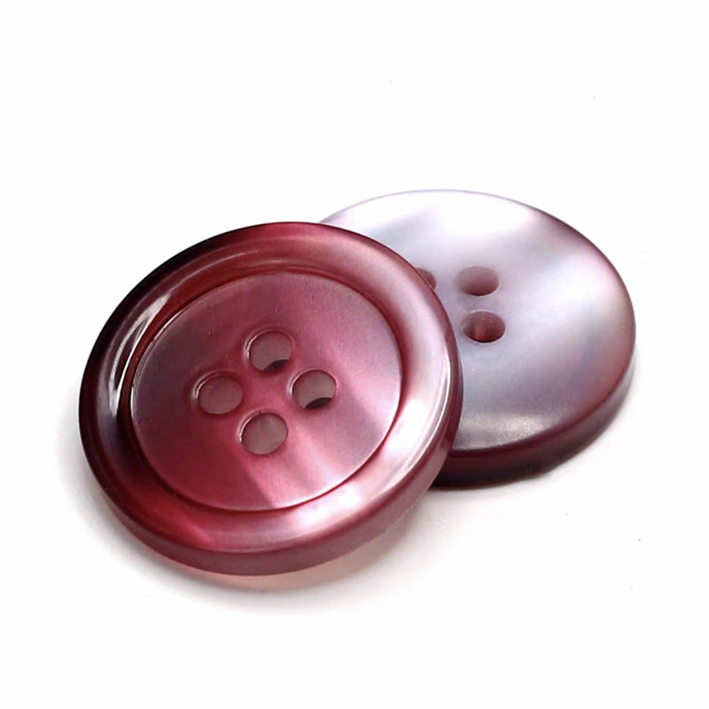 15-25mm Round Gradient Color Four-Hole Pearlized Resin Buttons for Sweaters Coats 40pcs Red