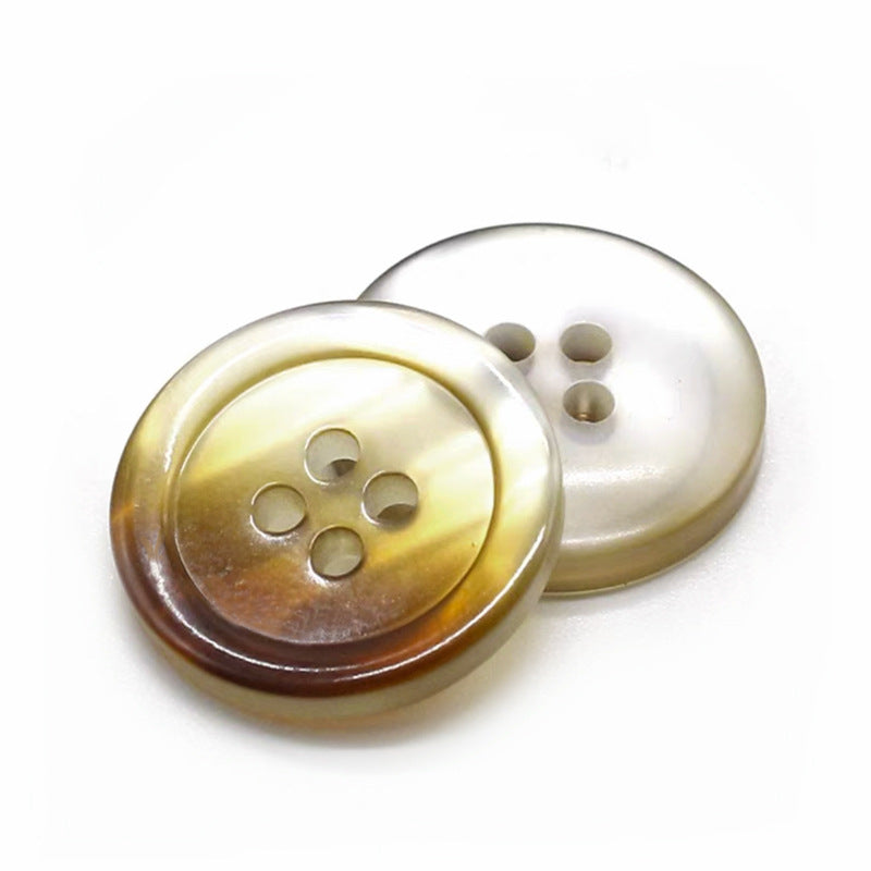 15-25mm Round Gradient Color Four-Hole Pearlized Resin Buttons for Sweaters Coats 40pcs Amber