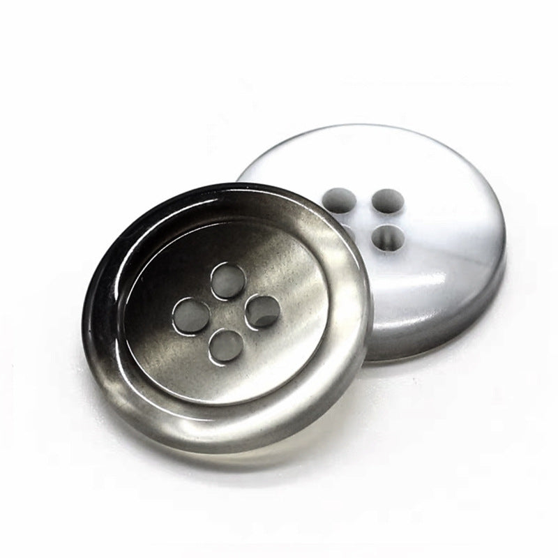 15-25mm Round Gradient Color Four-Hole Pearlized Resin Buttons for Sweaters Coats 40pcs Black