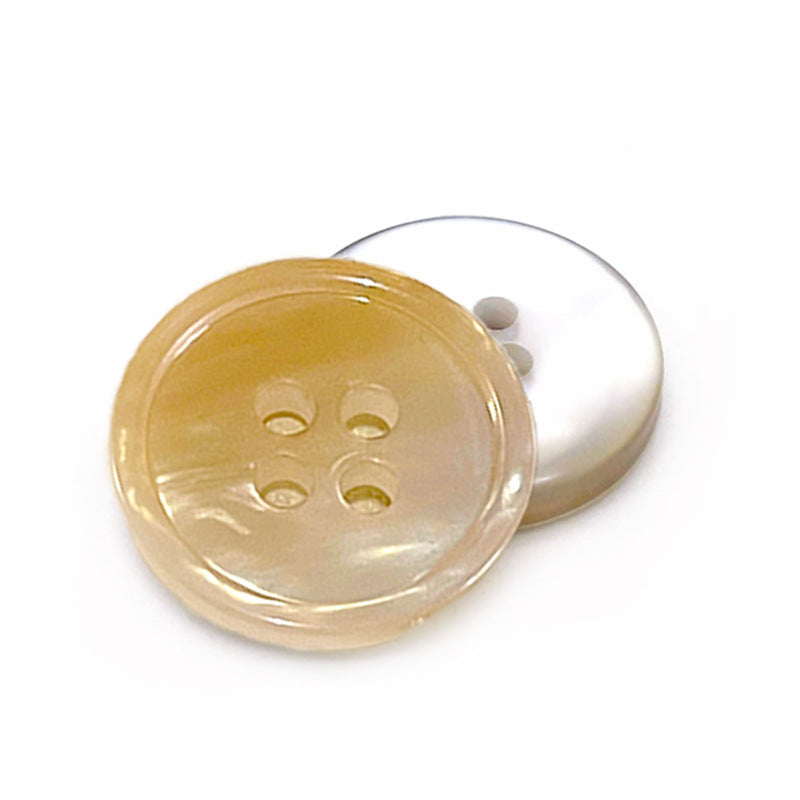 15-25mm Round Gradient Color Four-Hole Pearlized Resin Buttons for Sweaters Coats 40pcs Yellow