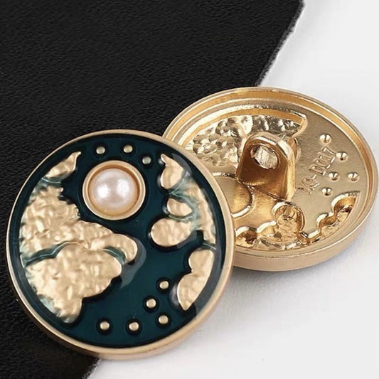 20mm Vintage Court Style Metal Sewing Buttons with Pearl Sun Moon 20pcs Sun Gold