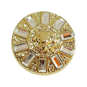 18/20/23mm Golden Silver Round Lion Head Diamond Metal Shank Buttons 12pcs