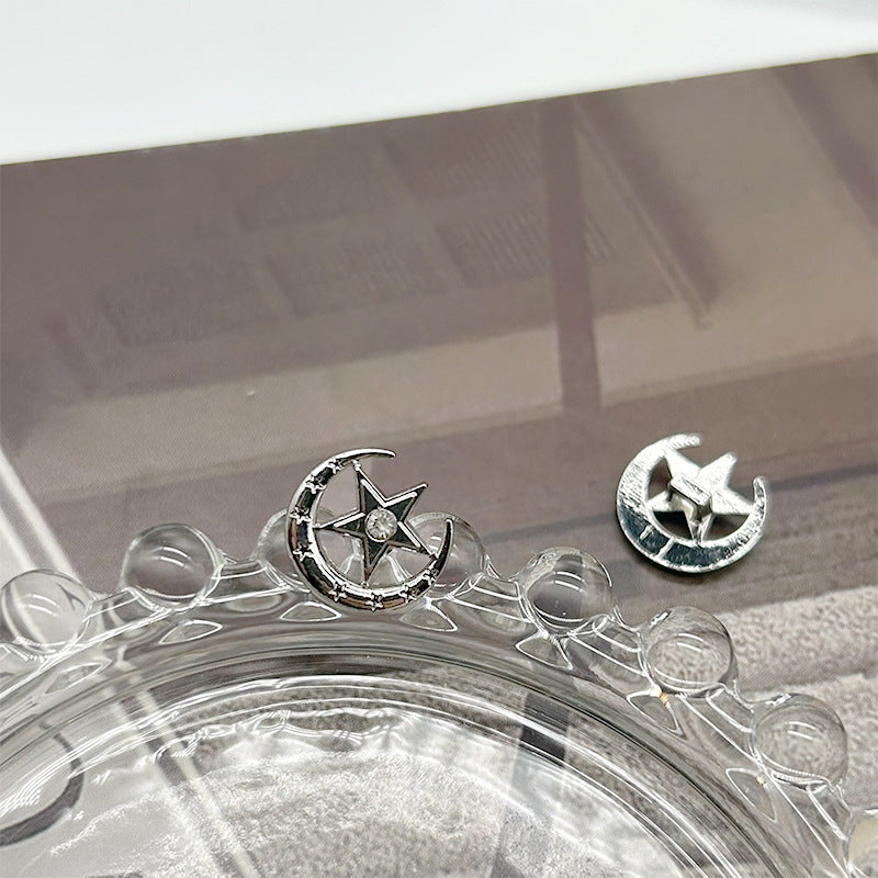 13mm Gold Silver Hollow Moon Diamond Star Metal Buttons for Knit Cardigans Shirts 20PCS Silver