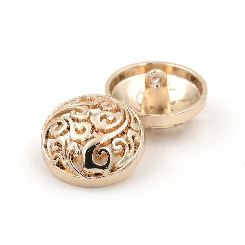 12-25mm Vintage Chinese Palace Style Metal Hollow Cloud Buttons with Shanks 50pcs Gold