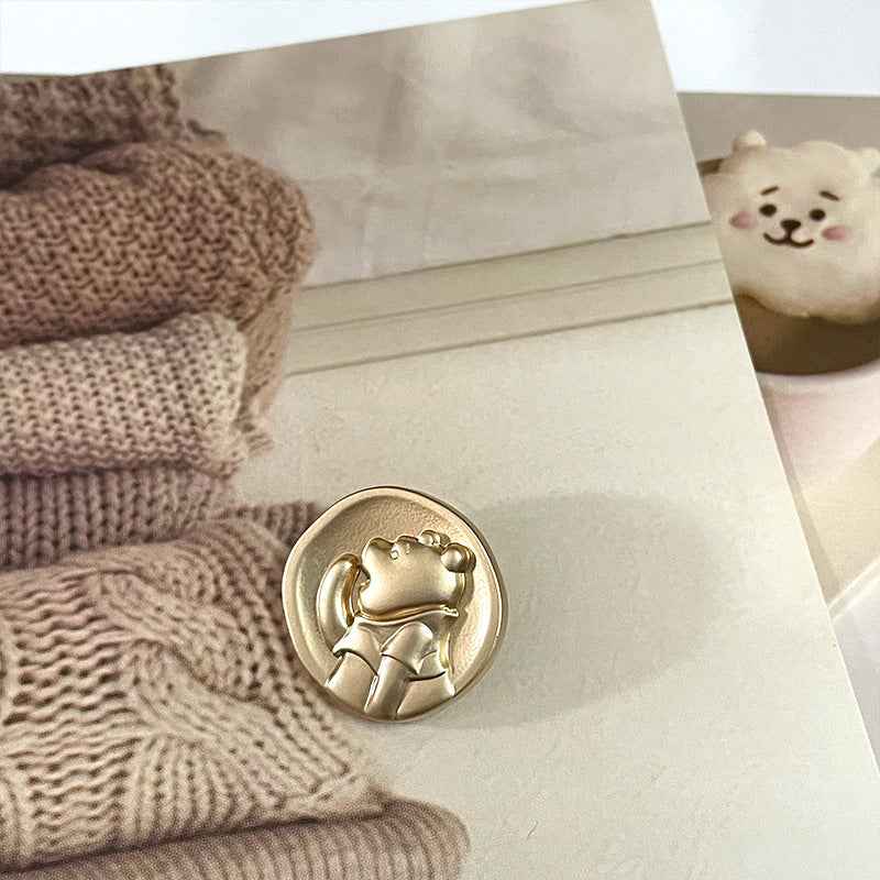 18/23mm Teddy Bear Metal Buttons for Children's Clothing 50pcs Gold