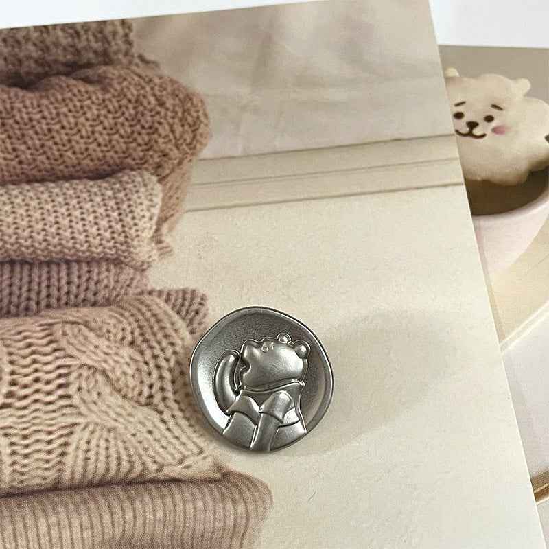 18/23mm Teddy Bear Metal Buttons for Children's Clothing 50pcs Silver