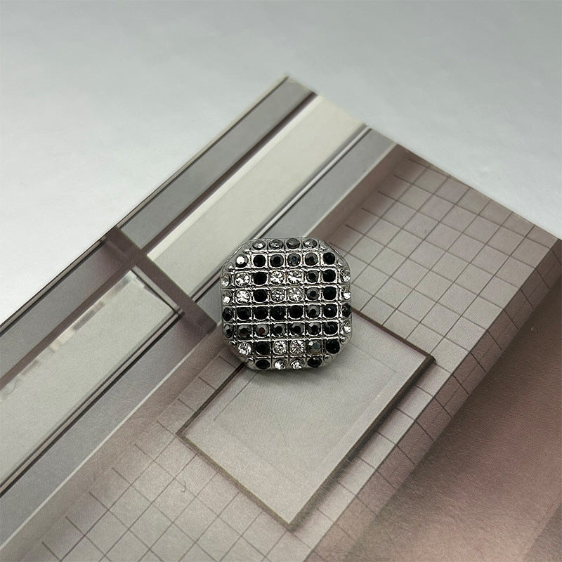 Square Metal Shank Buttons Starry Sky Diamond-Studded for Coats 50pcs White