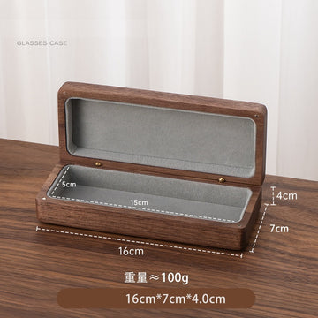 Vintage Solid Wood Eyeglass Case – Hard Shell, Magnetic Snap & Velvet Interior | Walnut or Cherry Walnut