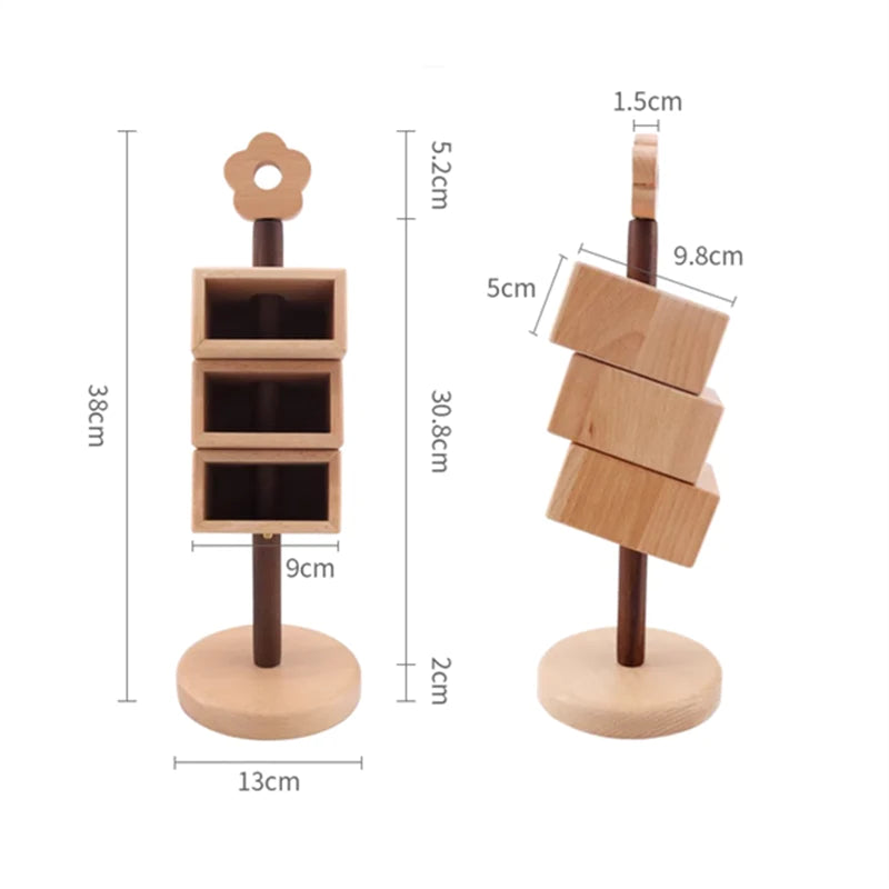 Wooden Desk Art Stackable Pen Organizer Storage Holder Flower