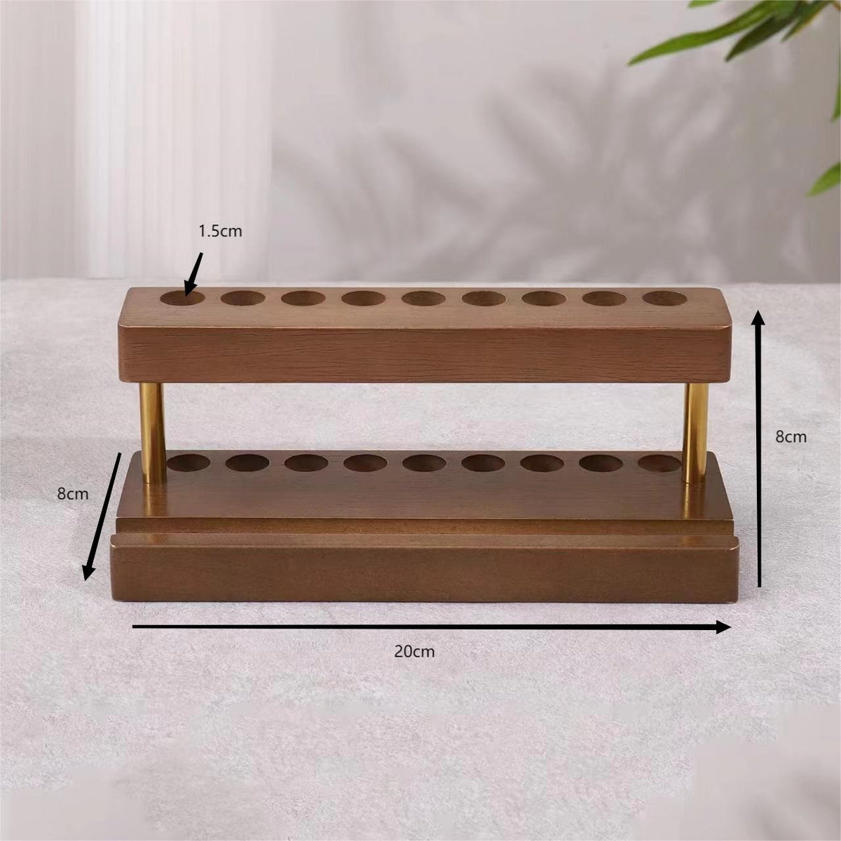 Wooden Pencil & Pen Holder with 9 Slots Cell Phone Stand