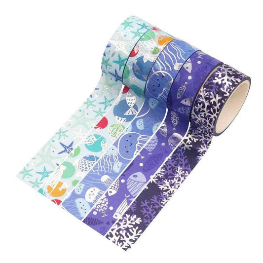 10 Rolls Blue Ocean Washi Tape Set 15mm x 4m