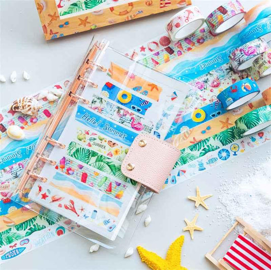 10 Rollen Hello Summer Washi Tape Set 15 mm x 5 m